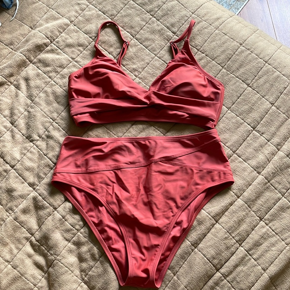 High waisted two piece swim suit